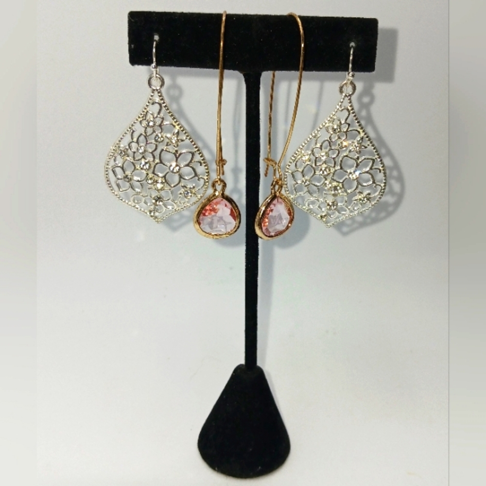 Elegant Silver and Gold Drop Earrings